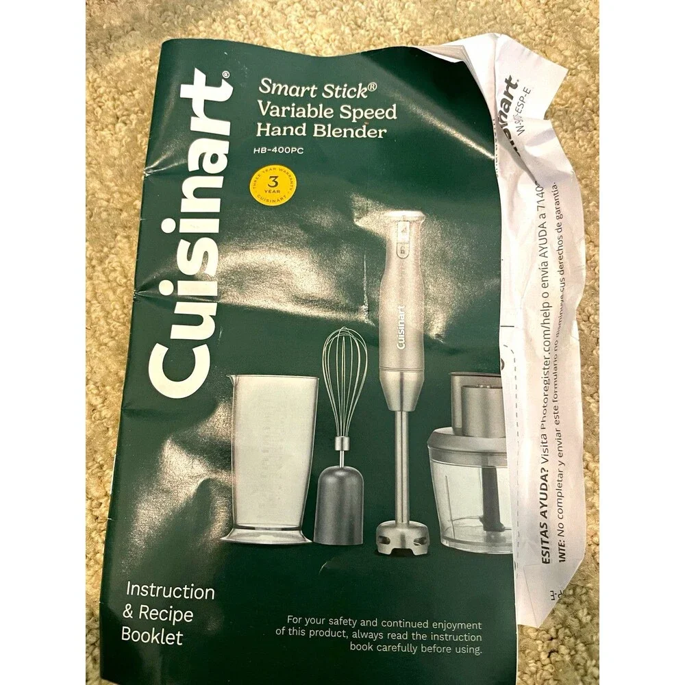 Cuisinart HB-400PC Smart Stick Variable Speed 400W Hand Blender Set 24oz